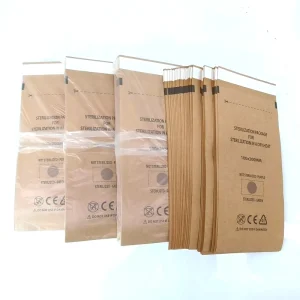 Customizable Dental Use Brown Kraft Paper Dry Heat Sterilization Pouch with Color change Indicator 100pcs pack
