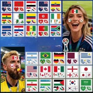 Customizable Eco Friendly Football Fan Temporary Tattoo Stickers Water Transfer Printed Transparent