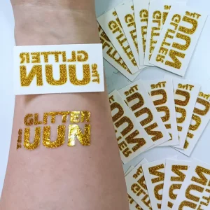 Customizable Glitter Watertransfer Temporary Tattoo Sticker Fashion Color Body Art for Boys and Girls Kids Made of Paper