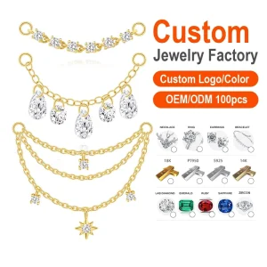 Customizable S925 Silver Zircon Chain Pendant Body Jewelry – DIY Nose, Tragus, Conch, Tongue Rings