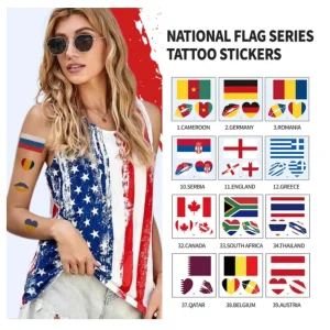 Customizable Small Temporary Tattoo Stickers Football Match Cheer Flags Party Parades Holidays Body Paper