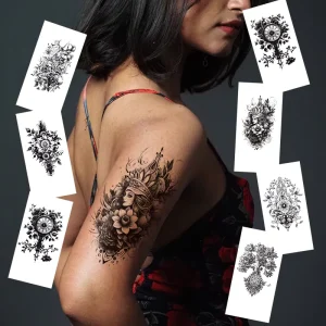Customizable Temporary Tattoo Stickers Women Beautiful Sexy Flower Body Art Durable Waterproof Sweatproof Made Paper Adhesive