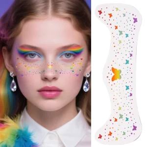 Customization Rainbow Multicolor Ombre Freckles Temporary Tattoo Stickers Waterproof Sparkle Face Blusher Cheeks Patches