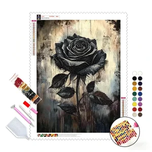 Customized 5D Black Rose DIY Crystal Stone Diamond Art Painting Kit Full Drill Diamonds Craft Set For Home Wall Decor