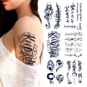 Customized Adult Man Woman Small Waterproof Flower Chinese Character Geometric Shapes Image Semi-permanent Juice Tattoo Stickers