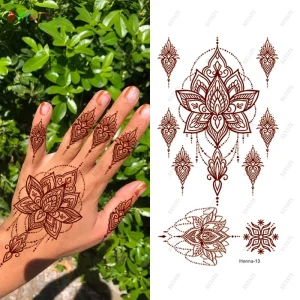 Customized Body Makeup Temporary Tattoo Stickers Safe for Skin Personalized Maroon Henna Tattoo Sticker