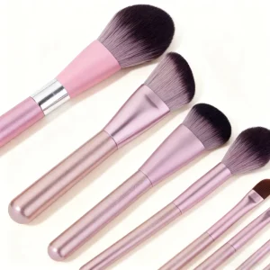 Customized Color 12 Piece Synthetic Fibre Wood Handle Flat Brush Set High Quality Makeup Brushes for Face Eye