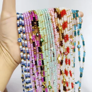 Customized Colorful Shiny Belly Chain Body Jewelry with Cotton Thread Crystal and Silver Plating