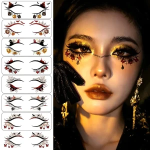 Customized Halloween Face Stickers Temporary Tattoo Stickers Eye Makeup Facial Tattoo Party