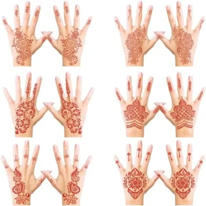Customized Henna Tattoo Stickers Mandala Flower Body Art Arms Design Lace Pattern Brown Henna Tattoo Stickers Waterproof
