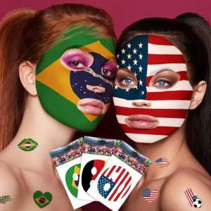 Customized Hot Face Tattoo Flag Color Tattoo Stickers Non-toxic and Safe to Fit the Skin