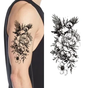 Customized Men’s Women’s Waterproof Temporary Skull Flower Tribe Tattoo Sticker Long Lasting Nontoxic Water Transfer Printing