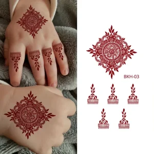 Customized Non Toxic Red Henna Tattoo Stickers Waterproof Paper for Kids Safe for Baby Skin for Boys & Girls