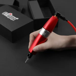Customized Red Slim Aluminum Aircraft Permanent Tattoo Machine Kit MZTM M7 Taiwan Coreless Motor 3.5mm Stroke 10000 RPM