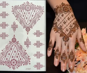 Customized Red Stencils Waterproof Temporary Body Tattoo Stickers for Hands and Nails with Water Transfer Printing