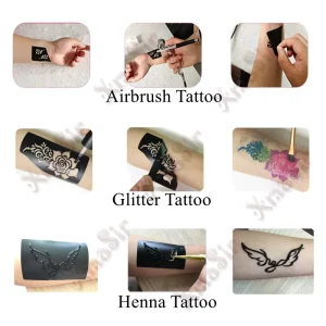 Customized Self-Adhesive PVC Silk Screen Mesh Stencil Transfers Temporary Feature for DIY Body Art Printing