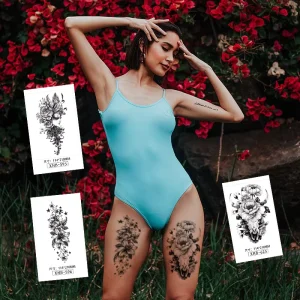 Customized Sexy Fashion Women Temporary Tattoo Sticker Waterproof Durable Non-Toxic Body Art with Water Transfer Feature
