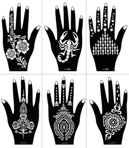 Customized Shaped Body Art DIY Henna Black Tattoo Stencils Template Hollow Sticker