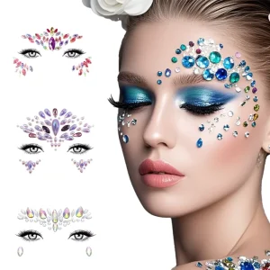 Customized Temporary Face Gems Crystal Stickers Printed for Body Application at Music Festivals Carnival Parties White Color