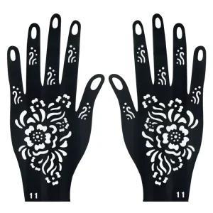 Customized Waterproof Reusable Temporary Diy Tattoos Stencil Half Nail Henan Template Sticker Henna Finger Tattoo Template