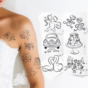 Customized Waterproof Skin Friendly Temporary Tattoo Sticker for Bridal Wedding Ceremony and Romantic Themed Party Decorations