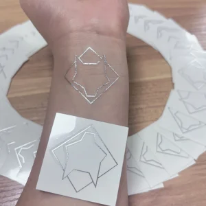 Customized White Gold Silver Foil Eco-Friendly Paper Temporary Tattoo Stickers Body Art Fashion Metallic Custom Tattoos