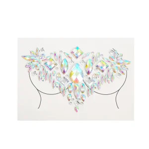 Customized White Temporary Tattoo Jewels Fashionable Body Art Gem Stickers for Face Body Nipple Customized Nipple Gem Sticker