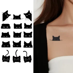 Cute Cat Temporary Tattoo Semi permanent Tattoo Waterproof and Sweat proof Lasting 2 Weeks Realistic Herbal Tattoo Stickers