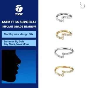 Cute Lovely Fashion Jewelry ASTM F136 Titanium 18k Gold Platedl CNC Inlay Cubic Zircon V lightning Shape Body Piercing Jewelry