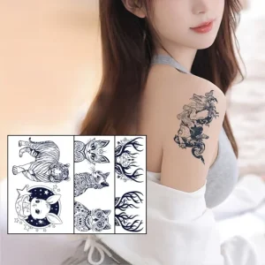 Cute Pattern Tiger Lion Deer Turtle Shark Rabbit Herba Juice Semi Permanent Temporary Tattoo Sticker Jaguas Tattoo Stickers