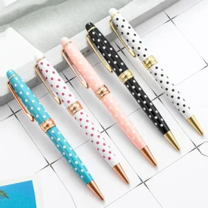 Cute Simple Ballpoint Pens Fresh Style Polka Dot Multicolor Kawaii Metal Office Supplies School Student Stationery for Writing