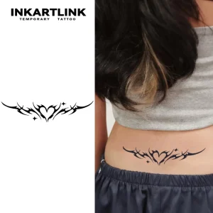 Cyber Heart Tattoo Sticker Starry Tribal Lower Back Totem Herbal 15 Days Semi permanent Body Art Waist