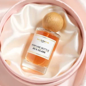 Cylindrical Glass Perfume Bottle 30ml 50ml 100ml 200ml 250ml Empty Fragrance Container with Natural Wooden Sphere Cap