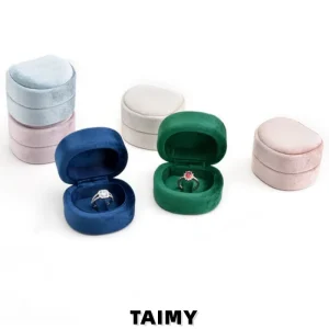 D Shape Flip Top Velvet Ring Box With Iron Hook Fixed Jewelry Storage Packaging Gift Case High Grade Jewelry Box Custom Logo