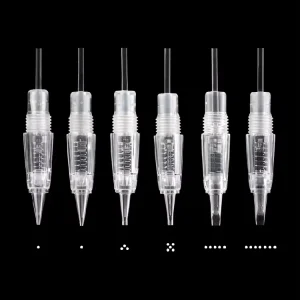 D Transparent Cartridge Permanent Makeup Needles Screw in Eyebrow Tattoo Cartridge Needles Disposable for Machine Gun