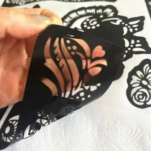 DIY Back of Hand Tattoo Stencil Hollowed Out Sticker Juice Henna Lace Template Semi handmade Xuan Paper