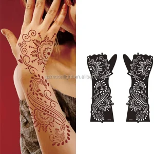 DIY Body Art Painting Temporary Tattoo Stickers Hands & Arm Glitter Airbrushing Template