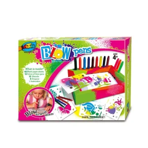 DIY Child Magic Airbrush Blow Pens Blow Markers Set with Stencils