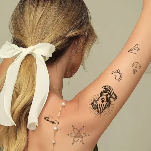 DIY Customized Waterless Tattoo Sticker with Herbal Juice Black Semi Permanent Tattoo Sticker