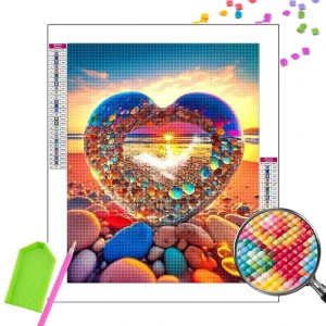 DIY Diamond Painting Kit For Adults 5D Full Drill Aesthetic Colorful Stone Heart Valentine Gift