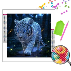 DIY Diamond Painting Kit For Adults Mythical Ice Tiger 5D Full Drill Fantasy Snow Beast Wall Art