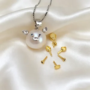 DIY Handmade S925 Silver Baroque Piglet Pendant Irregular Pearl Necklace Women Hollow Holder Empty Tray Jewelry Making Accessory