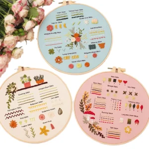 DIY Handmade Yarn Cross Stitch Embroidery Starter Kit Set 3 Piece Set with Tools Flower Theme Wedding Decoration & Gift
