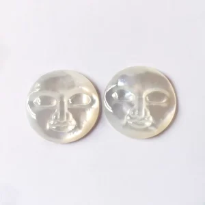 DIY Jewelry Accessories Carved Moon Face Mother of Pearl Cabochon Face Shell Cameo