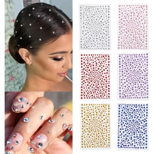 DIY Self-Adhesive Diamond Hair Gems Stick on Rhinestone Face Gems Stickers for Festival Makeup Decorations