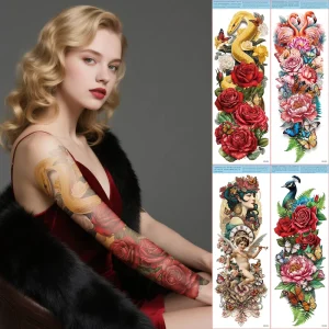 DIY Water Transfer Tattoo Stickers Customizable Full Sleeve Designs Bold & Washable
