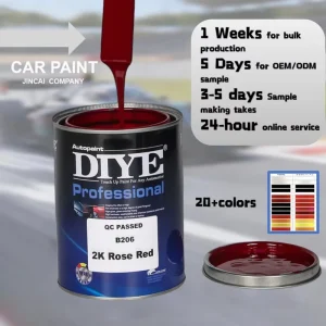 DIYE B206 2K Rose Red Auto Refinish Paint Acrylic Resin High Coverage High Gloss Good Adhesion Environment Friendly Non Toxic