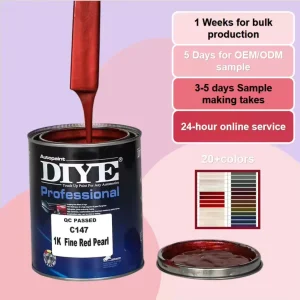 DIYE C147 China Environment Friendly 1K Fine Red Pearl High Gloss High Coverage Automotive Touch up Paint for Scratch Repair