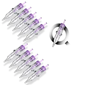 DQFART Brand Tattoo Cartridge Needle Purple Permanent Makeup Eyebrow Needle 035mm TN-03-10 Model No Power Supply Required 10