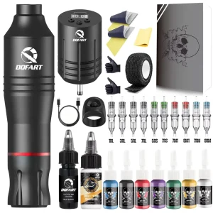 DQFART Wireless Tattoo Pen Kit with Integrated Needle and Ink Cartridge Model WTK 103K